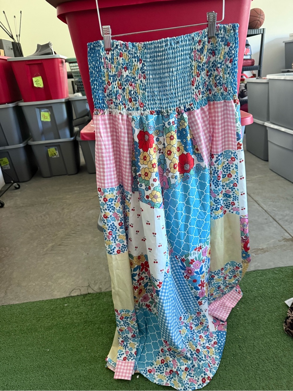 Blue Floral Patchwork Maxi Dress p56